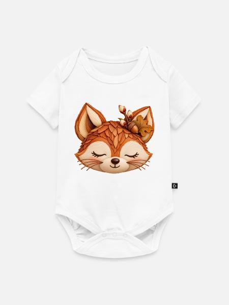 Niedlicher Fuchs im Herbstlaub  - Baby Premium Kurzarmbody - Weiß
