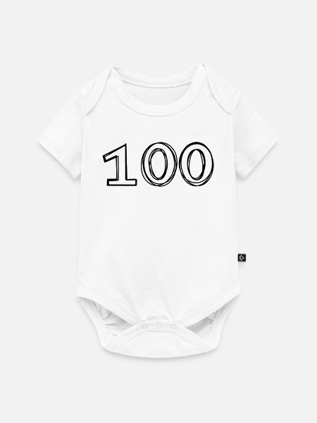 Zahl 100 handgezeichnet - Baby Premium Kurzarmbody - Weiß