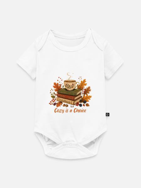 Bücherstapel  Tasse Herbst Design - Baby Premium Kurzarmbody - Weiß
