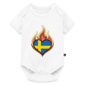 Sweden Flag Heart on Fire - Baby Premium Kurzarmbody - Weiß - Vorne