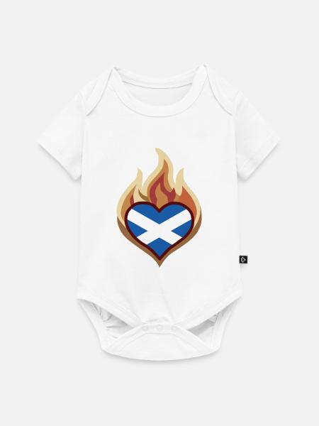 Scotland Flag Heart on Fire - Baby Premium Kurzarmbody - Weiß