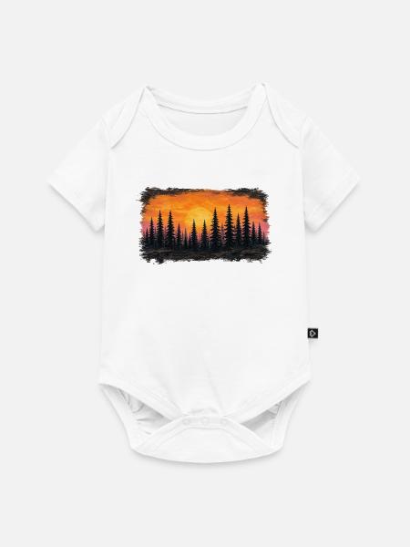 Sonnenuntergang Waldsilhouette - Baby Premium Kurzarmbody - Weiß