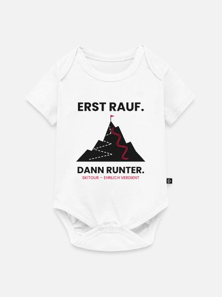 Erst rauf, dann runter | Skitour - Baby Premium Kurzarmbody - Weiß