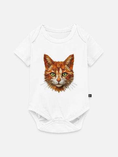 Katze aus Herbstlaub - Baby Premium Kurzarmbody - Weiß