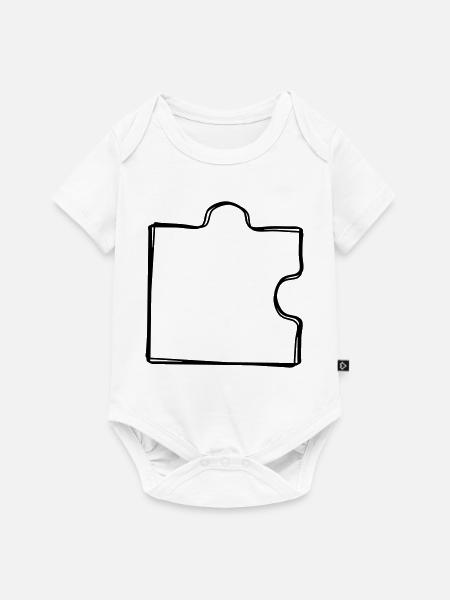 Puzzleteil handgezeichnet - Baby Premium Kurzarmbody - Weiß