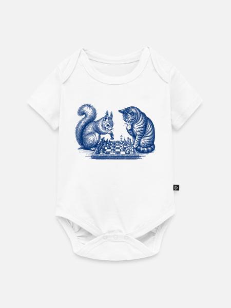 Eichhörnchen Katze Schach - Baby Premium Kurzarmbody - Weiß