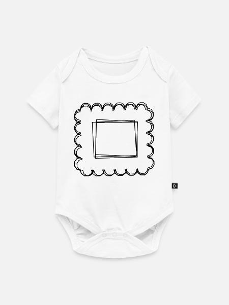 Briefmarke handgezeichnet - Baby Premium Kurzarmbody - Weiß