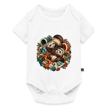 Herbstliche Otterfreunde Kuschelduo - Baby Premium Kurzarmbody - Weiß - Vorne