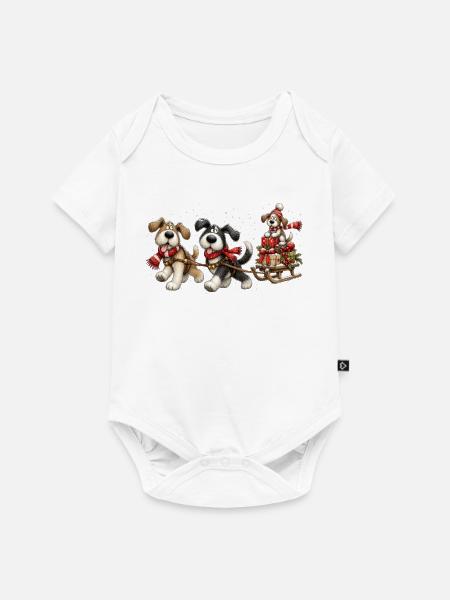 🎁 Weihnachts-Schlittenhunde - Baby Premium Kurzarmbody - Weiß
