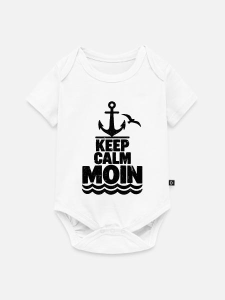 Keep Calm Moin – Maritimer Grunge Look - Baby Premium Kurzarmbody - Weiß