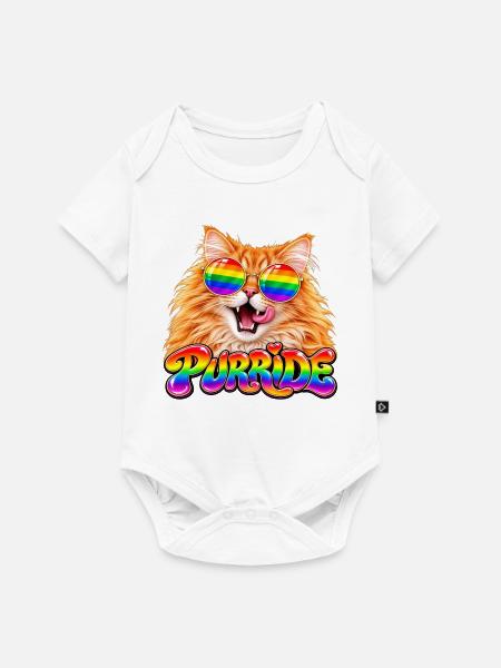 Regenbogen Pride Katze - Baby Premium Kurzarmbody - Weiß
