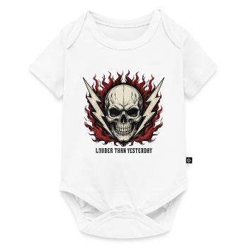 Dreh es lauter, bis es weh tut – Skull Rock & Ca - Baby Premium Kurzarmbody - Weiß - Vorne
