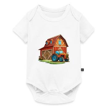Rustikale Scheune mit Traktor - Baby Premium Kurzarmbody - Weiß - Vorne