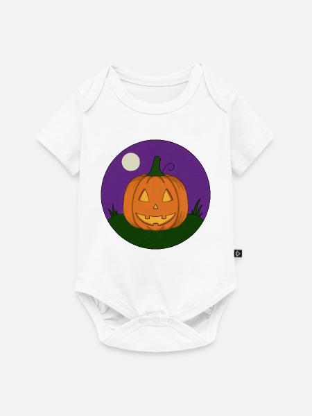 Grinsender Kürbis bei Vollmond - Baby Premium Kurzarmbody - Weiß