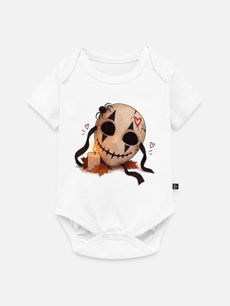 Gruselige Maske mit Kerze - Baby Premium Kurzarmbody - Weiß