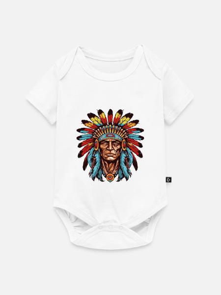 Portrait Indianer Native American - Baby Premium Kurzarmbody - Weiß