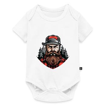Holzfäller mit Bart und Wald - Baby Premium Kurzarmbody - Weiß - Vorne