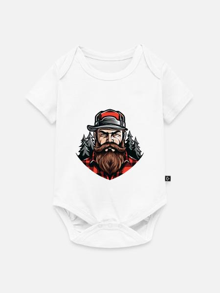 Holzfäller mit Bart und Wald - Baby Premium Kurzarmbody - Weiß