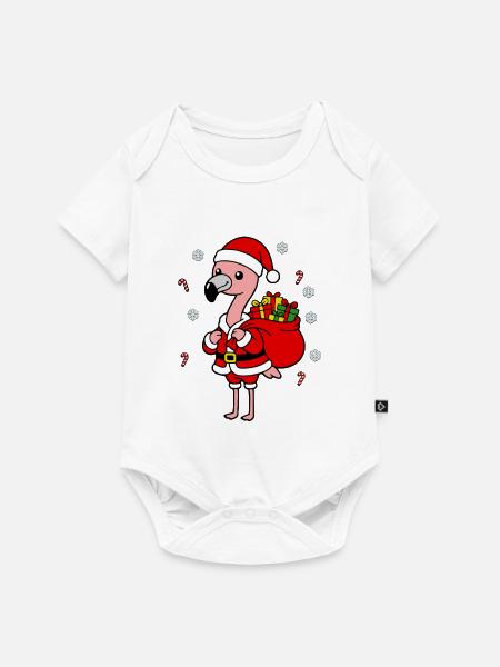 Niedliche Kawaii Flamingo Santa Weihnachtsgeschenk-Kunst - Baby Premium Kurzarmbody - Weiß