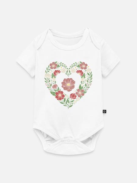 Floral Heart Wildblumen-Design - Baby Premium Kurzarmbody - Weiß