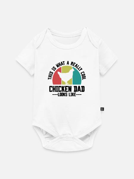 Huhn Papa Spruch Retro - Baby Premium Kurzarmbody - Weiß