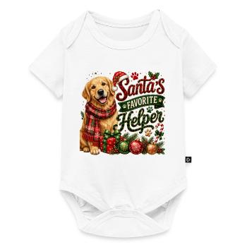 🎁 Weihnachts-Golden Retriever - Baby Premium Kurzarmbody - Weiß - Vorne