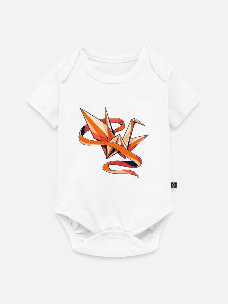 Papierkranich in einer Bandbrise - Baby Premium Kurzarmbody - Weiß