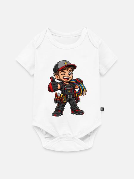 Elektriker Kawaii Style – Süßes Handwerkermotiv - Baby Premium Kurzarmbody - Weiß