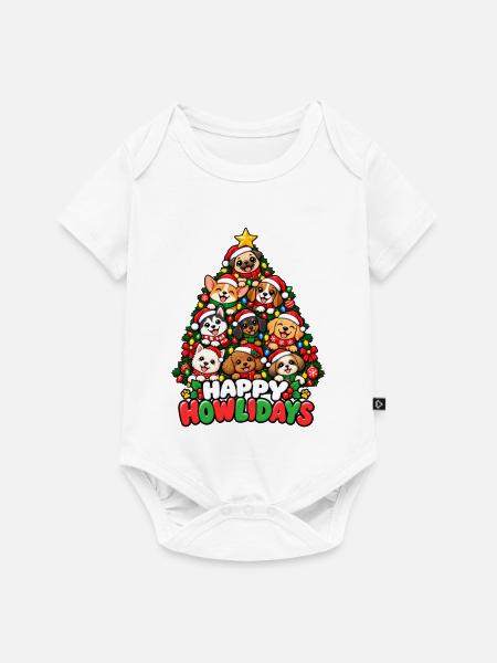 Happy Howlidays Hundebaum - Baby Premium Kurzarmbody - Weiß