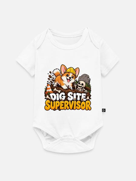 Baugrubenchef Hund - Baby Premium Kurzarmbody - Weiß