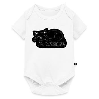 Schlafende Katze bei der Arbeit - Baby Premium Kurzarmbody - Weiß - Vorne