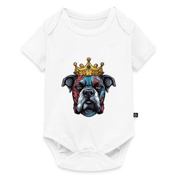 Hund Kopf mit Krone Bunt - Baby Premium Kurzarmbody - Weiß - Vorne