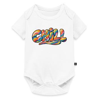Chill Regenbogen Schriftzug - Baby Premium Kurzarmbody - Weiß - Vorne