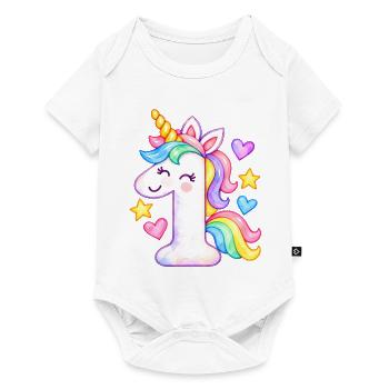 Einhorn Baby 1.Geburtstag - Baby Premium Kurzarmbody - Weiß - Vorne