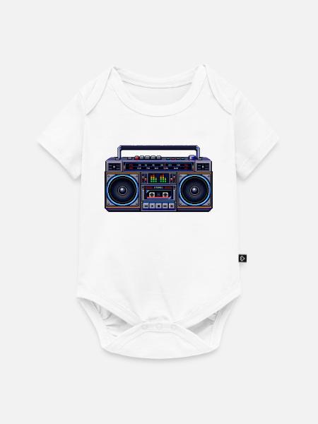 Pixel-Art Ghetto Blaster - Baby Premium Kurzarmbody - Weiß
