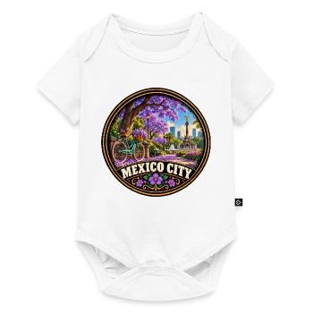 Lila Blumen Dschungel Urlaub Mexiko Stadt - Baby Premium Kurzarmbody - Weiß - Vorne