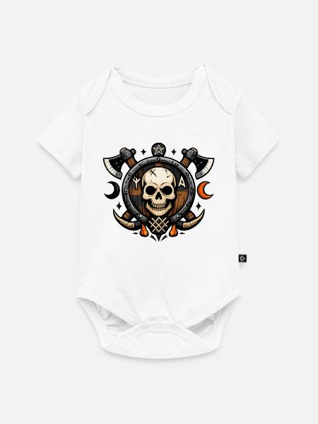 Schädel Schild Ritual-Motiv - Baby Premium Kurzarmbody - Weiß