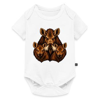 Elch, Kuh und Kälber - Baby Premium Kurzarmbody - Weiß - Vorne