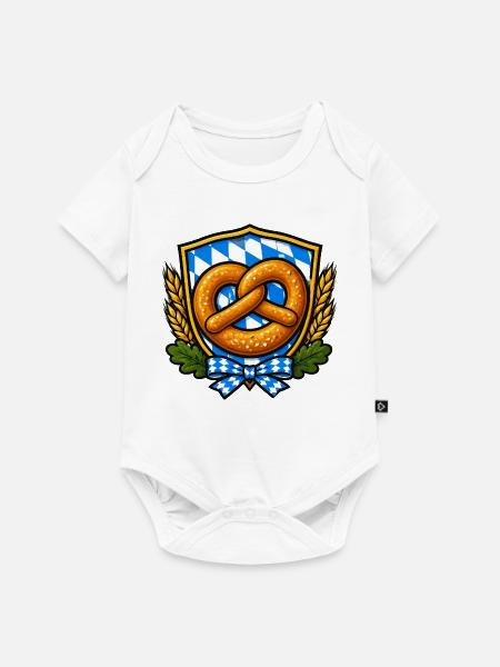 Bavarian Pretzel Crest Emblem - Baby Premium Kurzarmbody - Weiß