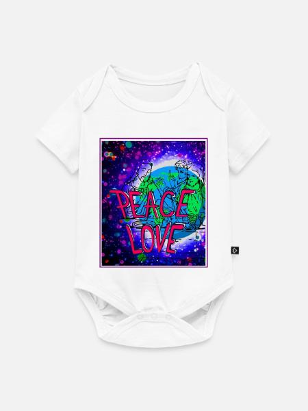 Psychedelischer Frieden und Liebe - Baby Premium Kurzarmbody - Weiß