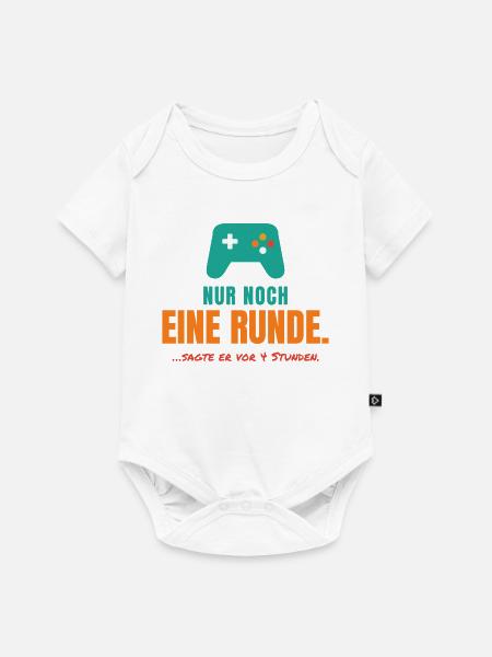 Nur noch eine Runde – Gamer Spruch - Baby Premium Kurzarmbody - Weiß
