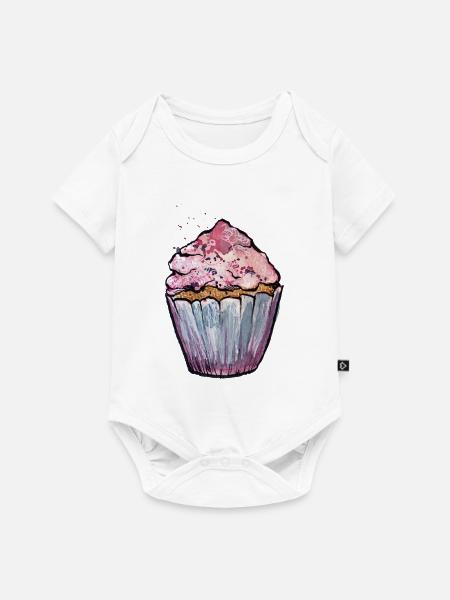 Rosa Aquarell Cupcake - Baby Premium Kurzarmbody - Weiß