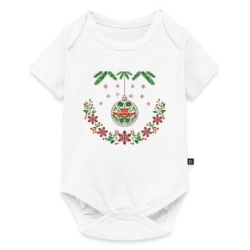 Weihnachtskranz mit Vogelbeeren - Baby Premium Kurzarmbody - Weiß - Vorne
