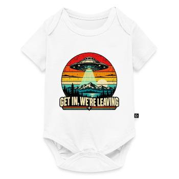 UFO Sunset Retro Tee - Baby Premium Kurzarmbody - Weiß - Vorne