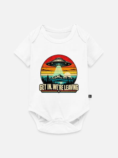 UFO Sunset Retro Tee - Baby Premium Kurzarmbody - Weiß