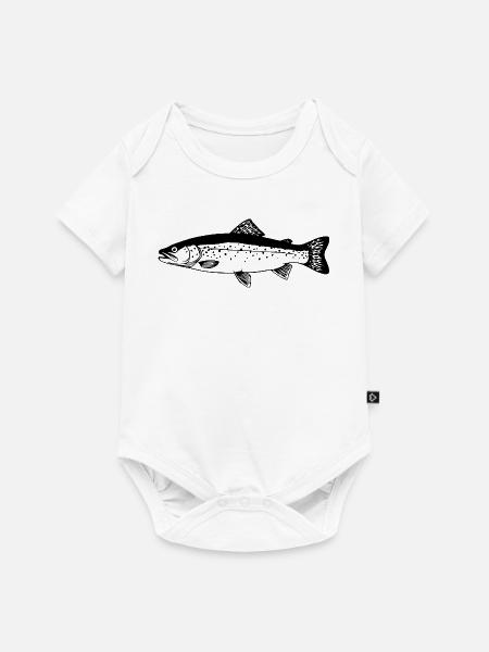 Forellen Angler Geschenk Idee Fliegenfischen - Baby Premium Kurzarmbody - Weiß