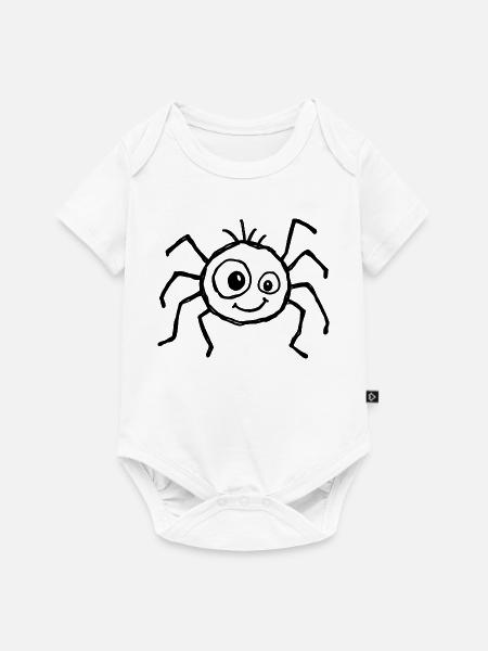 Niedliche Halloween-Spinne im Kritzelstil - Baby Premium Kurzarmbody - Weiß