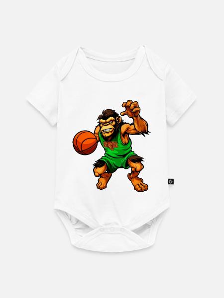 Schimpansen Basketballerin / Basketball Affe - Baby Premium Kurzarmbody - Weiß