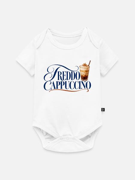 Freddo Cappuccino Schrift mit Eiskaffee - Baby Premium Kurzarmbody - Weiß