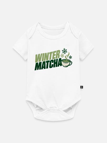 Grüne Winter Matcha Tasse - Baby Premium Kurzarmbody - Weiß